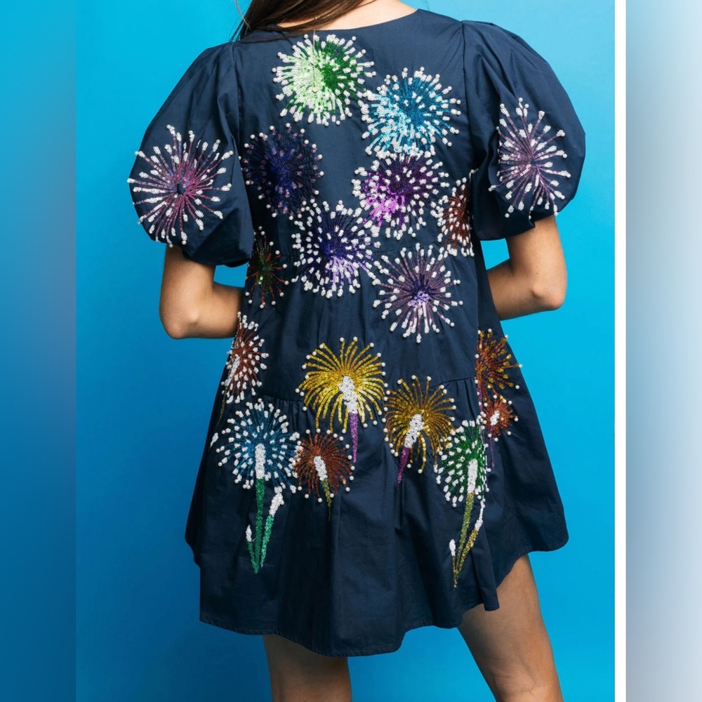 Queen of Sparkles - Baby You’re A Firework Dress - Medium Navy NWT 🎇🧨🎆🇺🇸